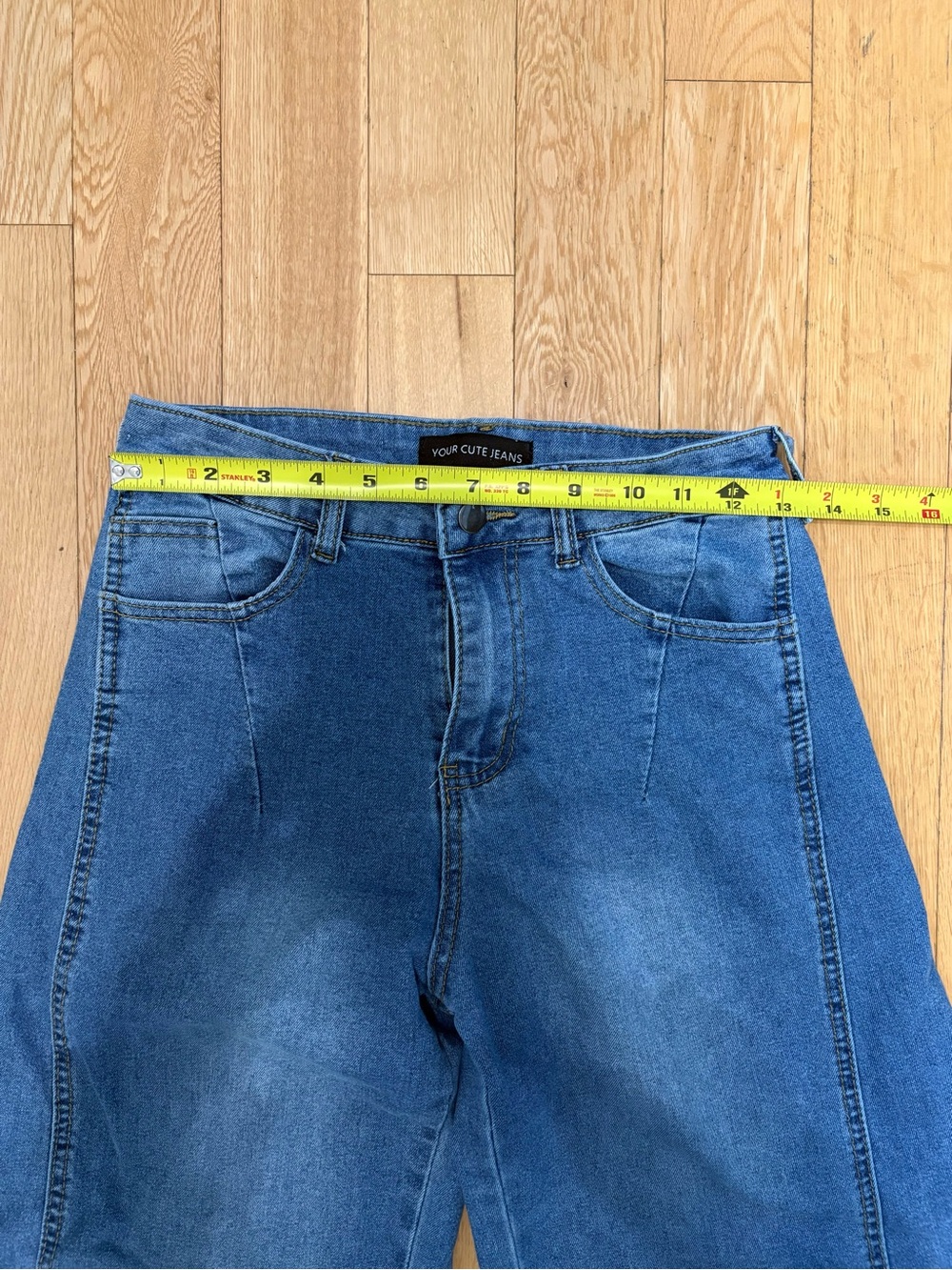 Your Cute Jeans Barrel Leg Jeans 5 Seamed Horseshoe Wide Leg Medium Wash Y2K - Picture 4 of 7